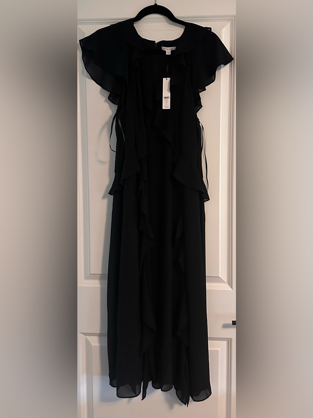 Chico's Black Ruffle-Trim Maxi Dress
